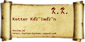 Ketter Kálmán névjegykártya
